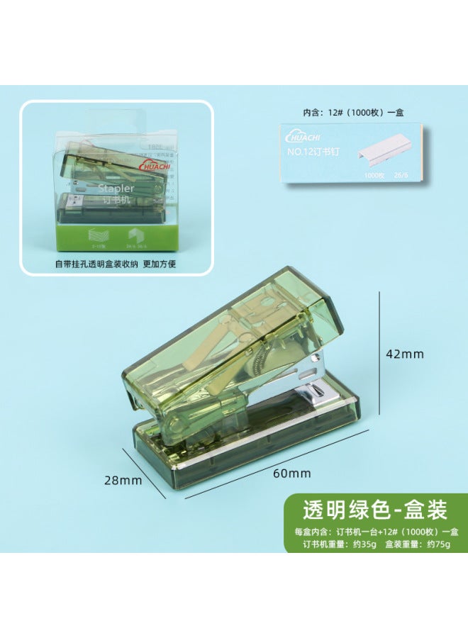 HELPS Transparent Mini Stapler Set Office Minimalist Stapler Student Stationery Data Finishing Stapler - Image 1
