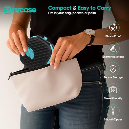 AirCase Earphone Carrying Case Cover with Shockproof EVA Hardshell & Soft Lining| Travel Organizer Pouch with Carabiner, Mesh Pocket, Zipper Closure for Earbuds, USB Drives, SD Cards, Cables (Black) - Image 4