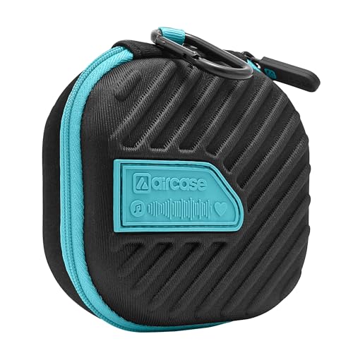 AirCase Earphone Carrying Case Cover with Shockproof EVA Hardshell & Soft Lining| Travel Organizer Pouch with Carabiner, Mesh Pocket, Zipper Closure for Earbuds, USB Drives, SD Cards, Cables (Black) - Image 1