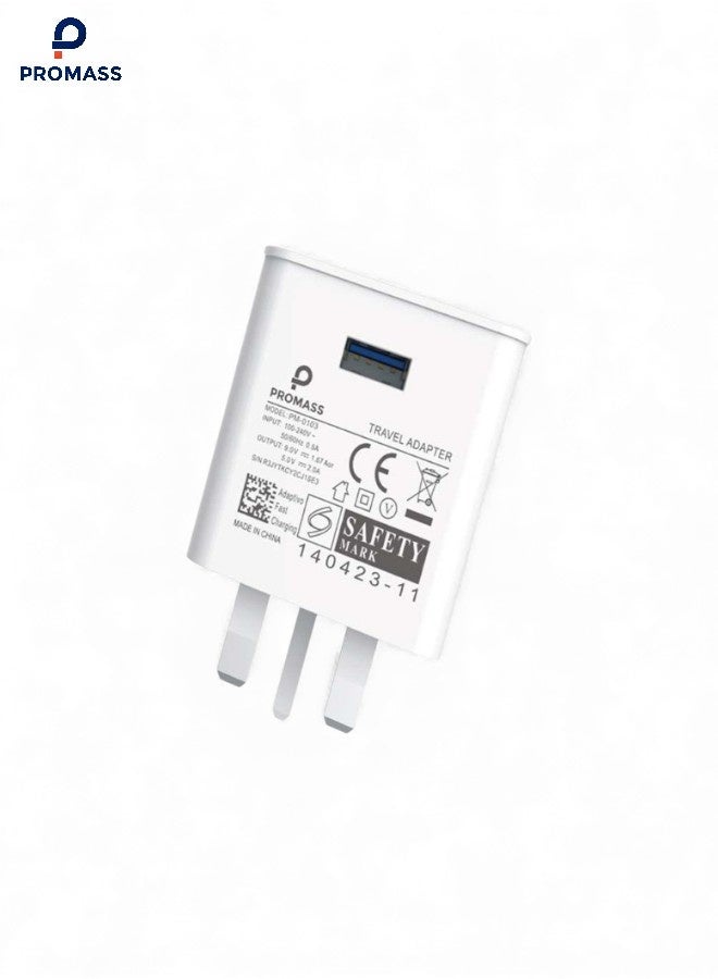 بروماس شاحن بتقنية USB بقوة 18 واط، متوافق مع سامسونج جالاكسي A80 وA70 وA60 وA50 وA40، بمنفذ واحد - Image 1