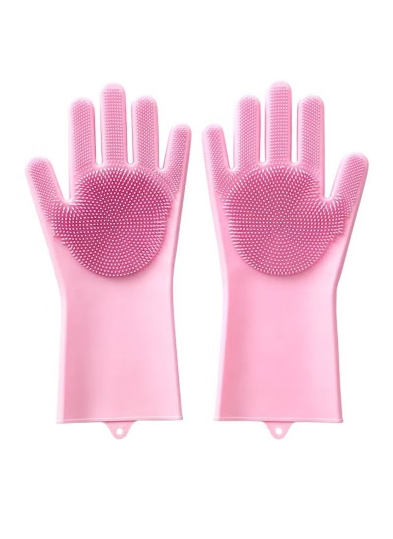 ELTRAZONE Magic Silicone Gloves with Wash Scrubber – Pink, Multi-purpose Cleaning Gloves, Non-slip, Heat Resistant, Perfect for Dishwashing, Kitchen Cleaning, and Pet Grooming  - Image 2