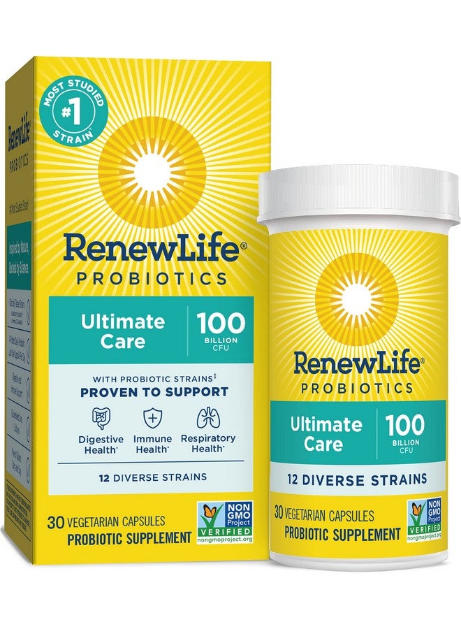 Renew Life Adult Probiotics 100 Billion Cfu Guaranteed Ultimate Care Probiotic Supplement For Digestive & Immune Health Shelf Stable Gluten Dairy & Soy Free 30 Capsules - Image 2