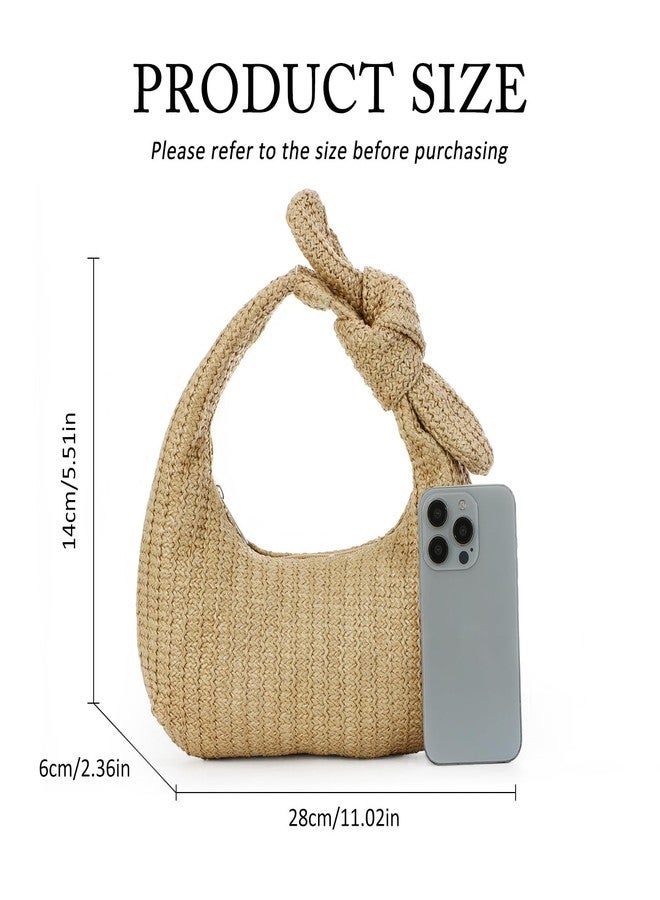 Lanpet Knotted Straw Clutch Purses for Women, Summer Beach Bag, Dumpling Evening Clutch Handbags for Formal Party Wedding - Image 3