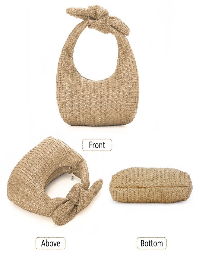 Lanpet Knotted Straw Clutch Purses for Women, Summer Beach Bag, Dumpling Evening Clutch Handbags for Formal Party Wedding - Image 5