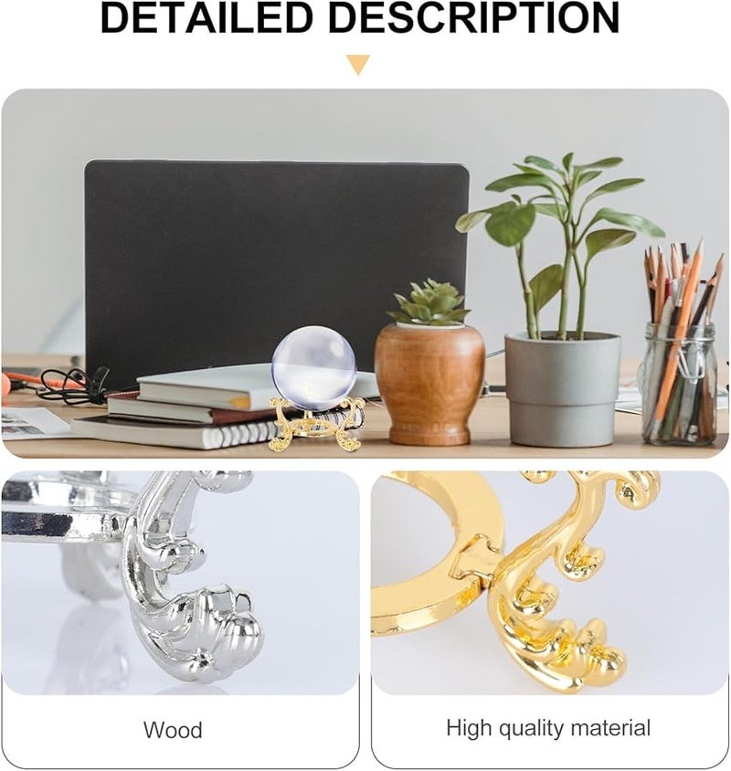 قطعتان من حامل عرض كرة الكريستال، حامل معدني ذهبي فضي محمول للكرة، لتزيين المنزل أو المكتب - Image 4