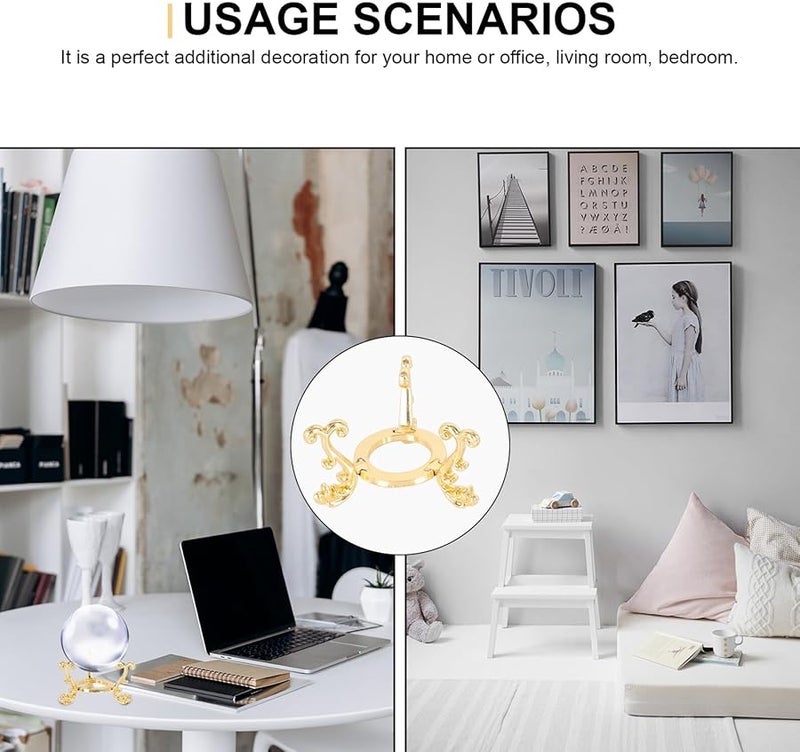 قطعتان من حامل عرض كرة الكريستال، حامل معدني ذهبي فضي محمول للكرة، لتزيين المنزل أو المكتب - Image 5