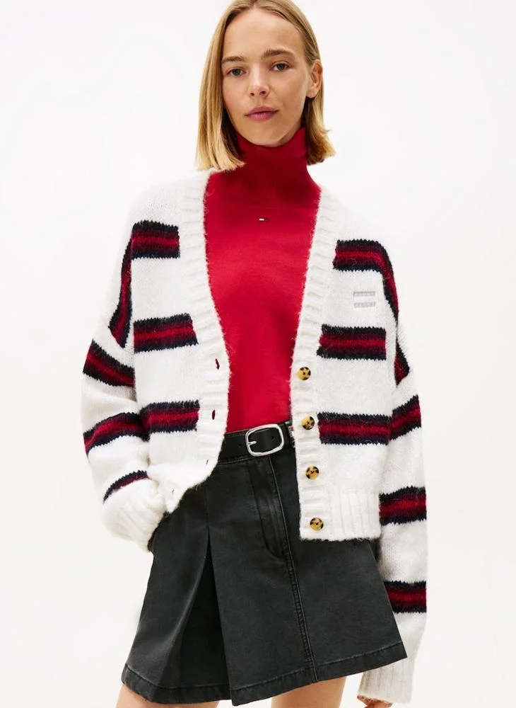 Striped Button Detail Cardigan