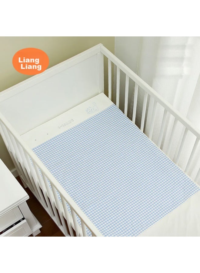 Liangliang Baby Diaper Pad, Washable, Waterproof Cotton Mattress, Standard Large Size, Blue Plaid Cute Tiger Pattern, 81*60cm - Image 1