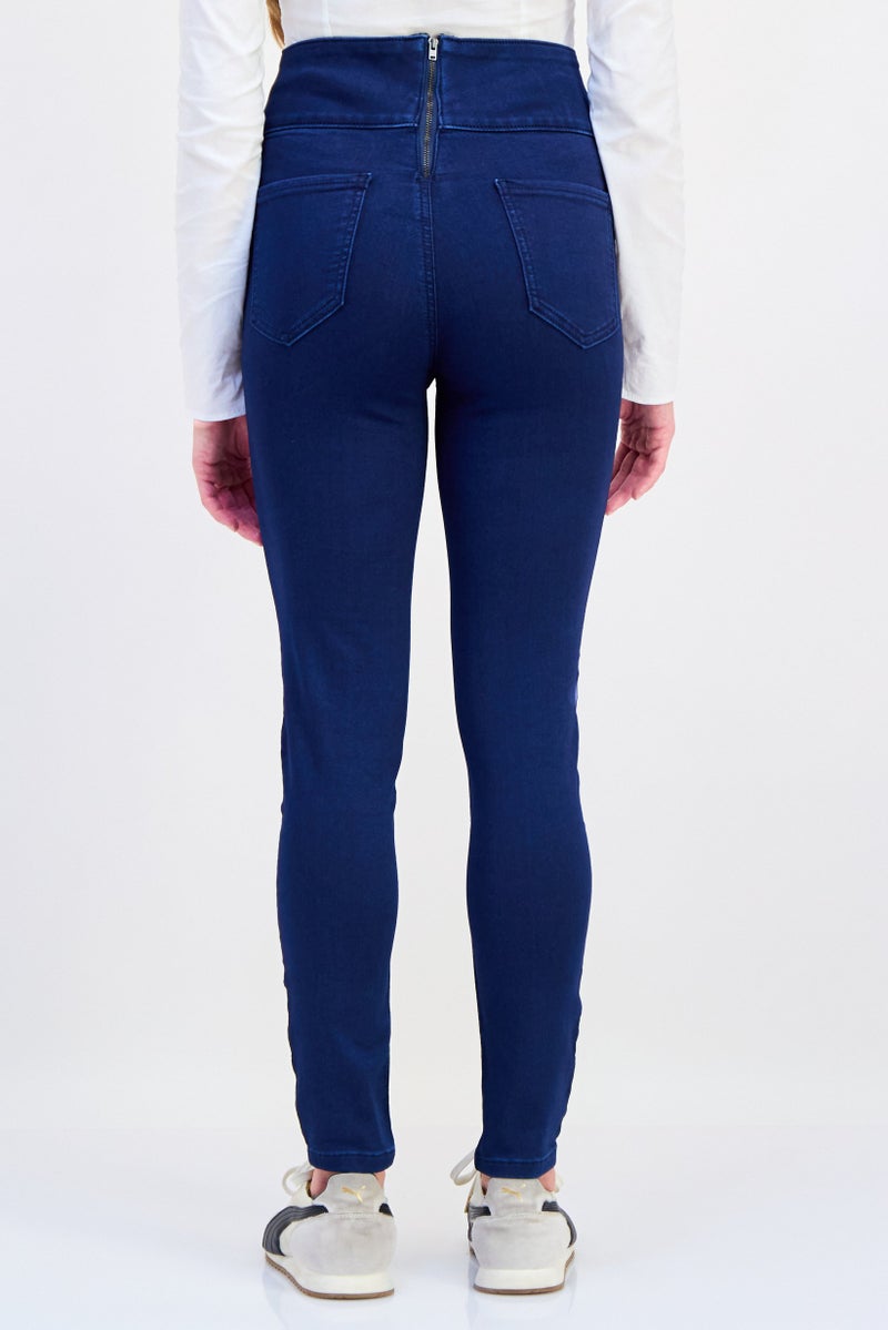 ONLY JDY By Only Women Regular Fit Solid Stretchable Jeans, Navy Blue  - Image 3