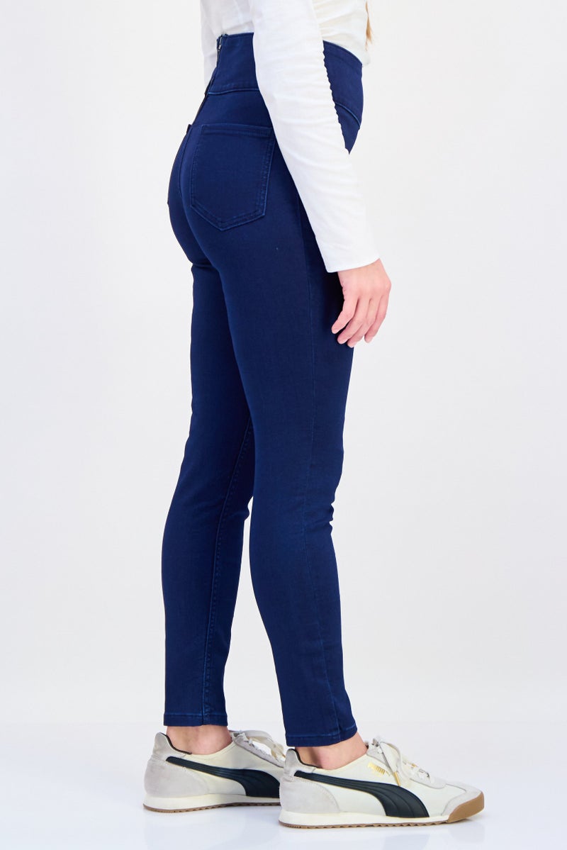 ONLY JDY By Only Women Regular Fit Solid Stretchable Jeans, Navy Blue  - Image 2