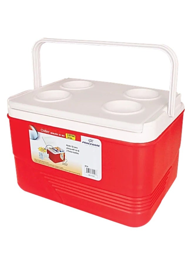 برينس وير صندوق تبريد Princeware Super Chiller - أحمر، متين، عملي وسهل الحمل، سعة 14 لترًا - Image 1