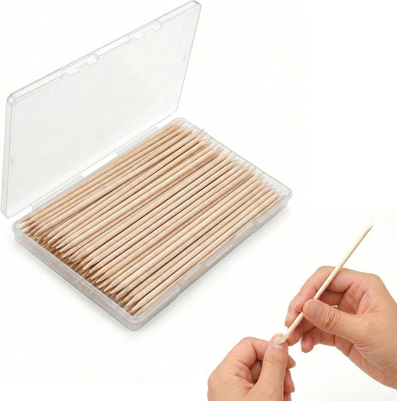 Sun&Beam Nails Wooden Orange Sticks for Nails, Cuticle Pusher & Remover, Double-Ended Nail Sticks for Gel Polish Removal & Nail Care (15 cm, 100 pcs) - Image 1