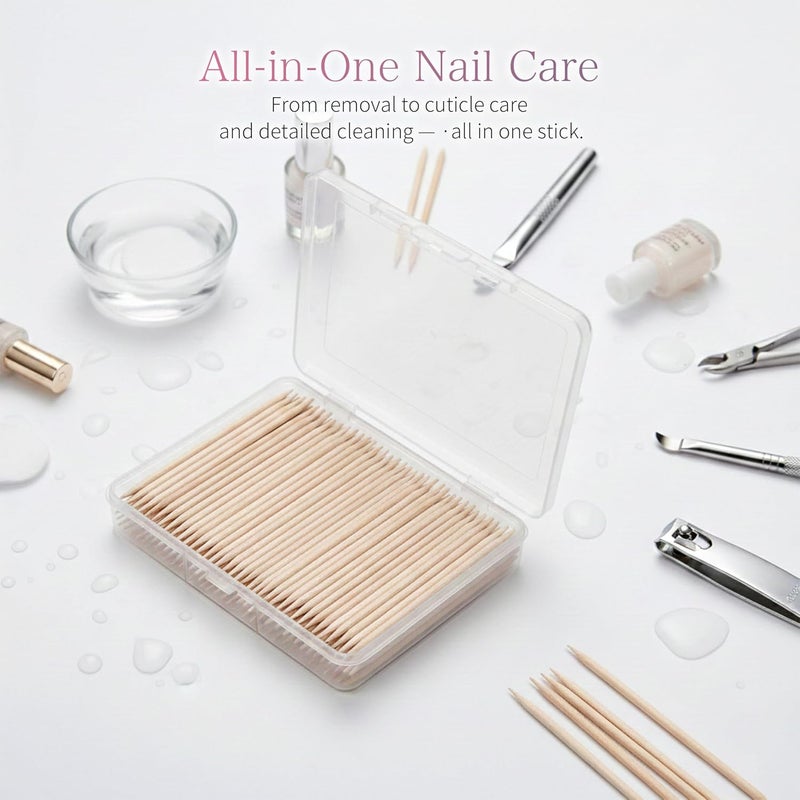 Sun&Beam Nails Wooden Orange Sticks for Nails, Cuticle Pusher & Remover, Double-Ended Nail Sticks for Gel Polish Removal & Nail Care (15 cm, 100 pcs) - Image 2