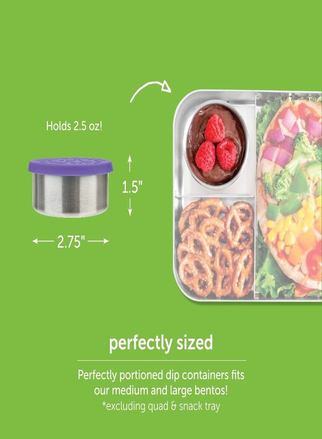 LunchBots 2.5 oz Stainless Steel Dressing Container for Condiments, Dips, Snacks, Dipping Sauce Cups with Silicone Lid, Fits in Lunch Bags and Bento Boxes - Set of 2 (Blue) - Image 2