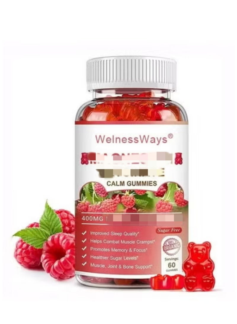 WelnessWays 60 Gummies Raspberry Wellness Gummies 400mg Per Serving Daily Wellness Support Gluten Free Non GMO Organic Ingredients Natural Raspberry Flavor Daily Nutrition Supplement - Image 1