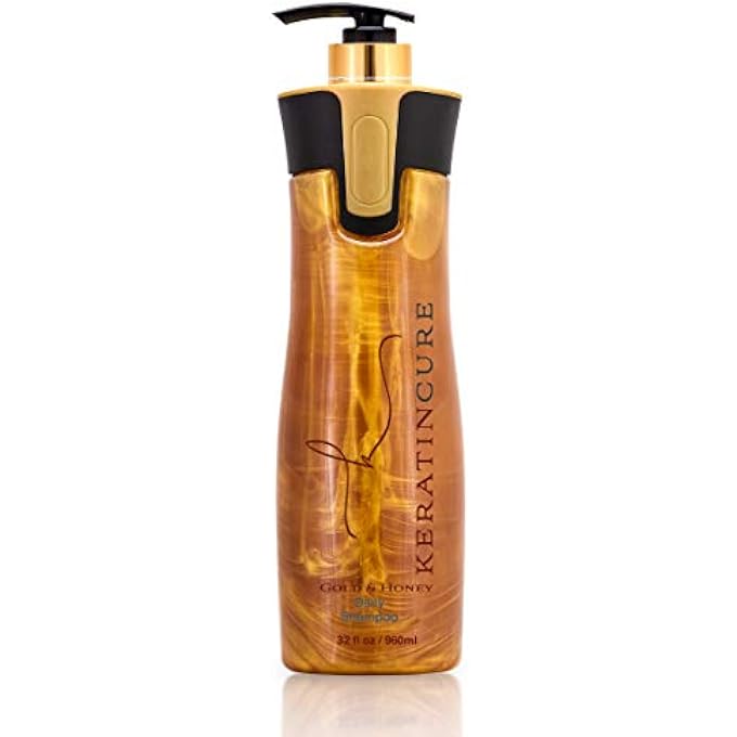 Keratin Cure Brazilian Gold & Honey Sulfate Free Shampoo - Best for Damaged, Dry, Curly or Frizzy Hair - Thickening for Fine/Thin Hair, Safe for Color-Treated, Keratin Treated 32 oz