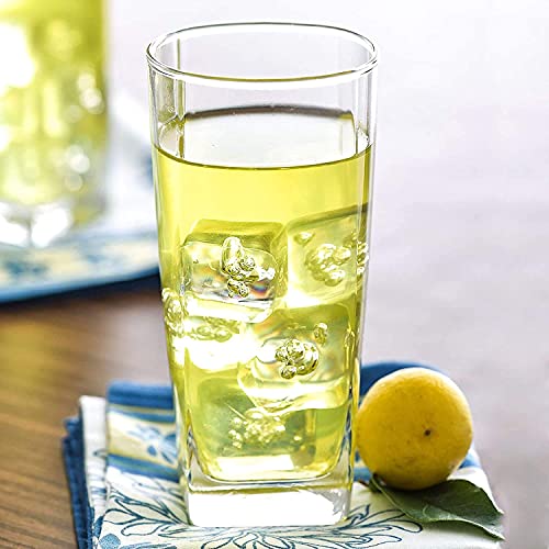FINSTER Highball Long Water/Juice Glass Set of 12-300ML [Crystal Square Tumbler Glasses - Transparent] - Image 4