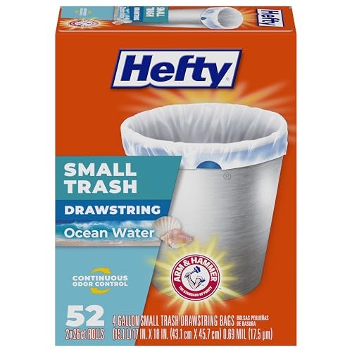 Hefty Small Trash Bags, Ocean Water Scent, 4 Gallon, 52 Count - Image 1