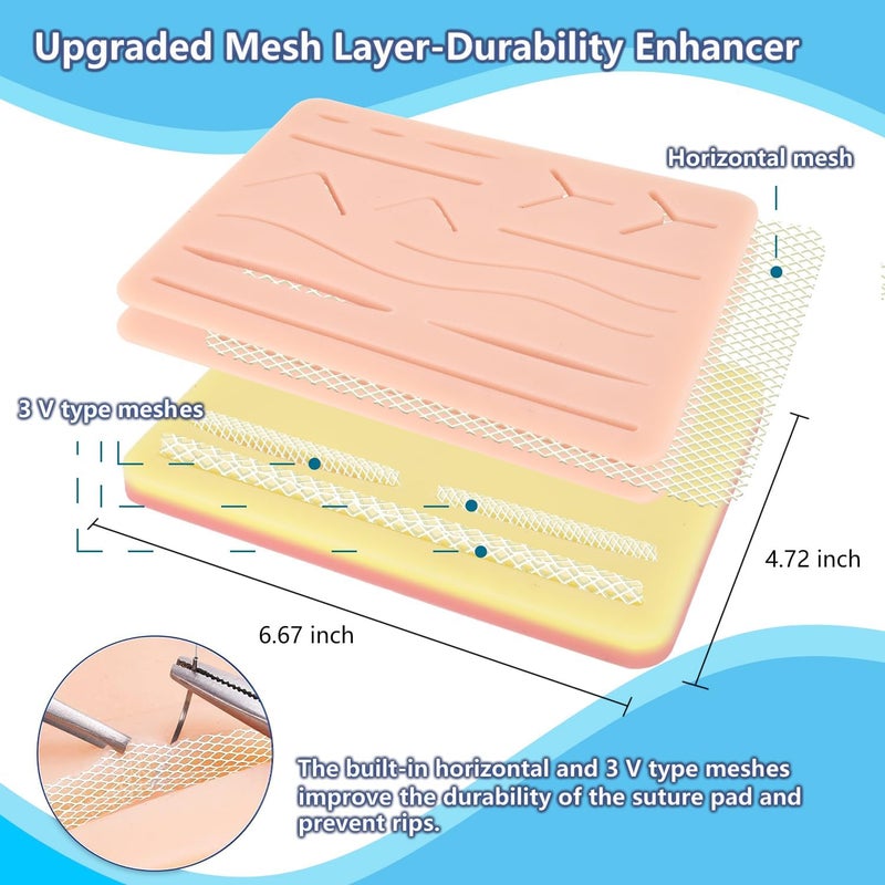 medclimber Suture Practice Kit for Medical Students | Complete Kit (30 Pieces) Include Durable Suturing Pad with Pre-Cut Wounds, Tools Kit and Suture Threads | Perfect for Practice, Demonstration - Image 3