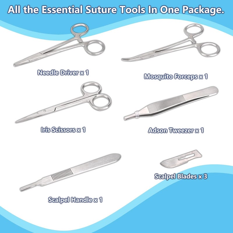 medclimber Suture Practice Kit for Medical Students | Complete Kit (30 Pieces) Include Durable Suturing Pad with Pre-Cut Wounds, Tools Kit and Suture Threads | Perfect for Practice, Demonstration - Image 4