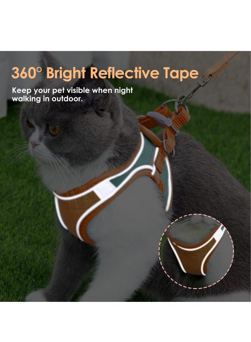 Escape Proof Cat Harness and Lead Set for Walking Adjustable Soft Sturdy Faux Suede Kitten Vest Harness and leash with Reflective Strip for Medium and Small Cats - Image 5