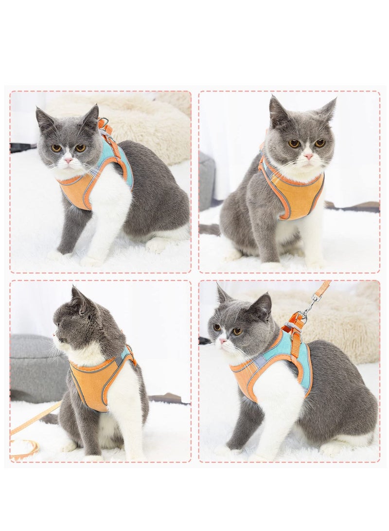 Escape Proof Cat Harness and Lead Set for Walking Adjustable Soft Sturdy Faux Suede Kitten Vest Harness and leash with Reflective Strip for Medium and Small Cats - Image 2