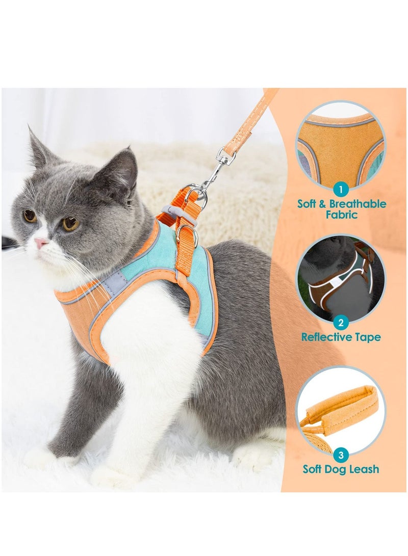 Escape Proof Cat Harness and Lead Set for Walking Adjustable Soft Sturdy Faux Suede Kitten Vest Harness and leash with Reflective Strip for Medium and Small Cats - Image 4