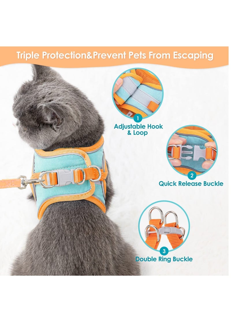 Escape Proof Cat Harness and Lead Set for Walking Adjustable Soft Sturdy Faux Suede Kitten Vest Harness and leash with Reflective Strip for Medium and Small Cats - Image 3