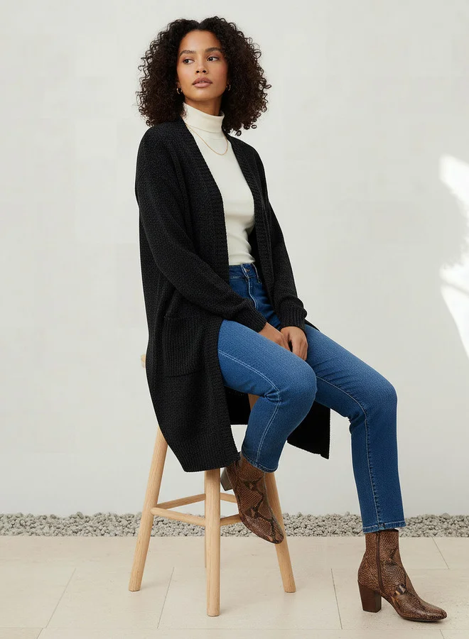 2Xtremz 2Xtremz Longline Open Front Chenille Cardigan