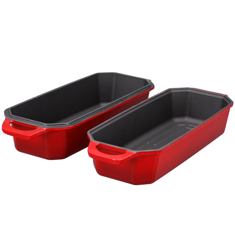 Flavehc Bread Pan Cast Iron Loaf Pan with Lid Bread Loaf Pan 13x5 Inch Enameled Cast Iron Sourdough Bread Pan,Red - Image 5