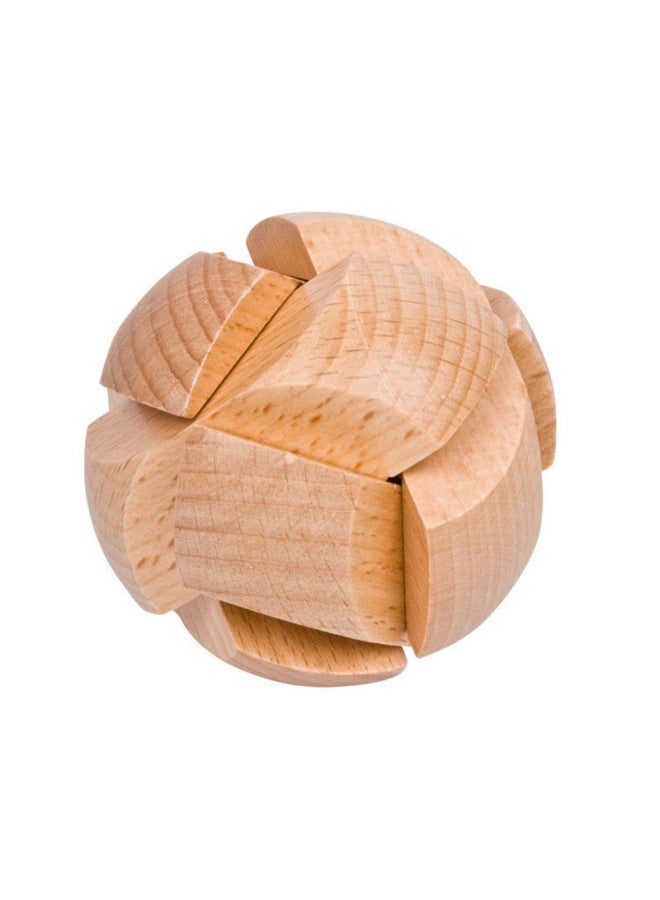 Direct Supply Luban Lock Children's Wooden Toys Beech Kongming Lock Adult Educational Dismantling Lock Mortise And Tenon-Color:Beech 9-piece Set A (without Packing - Image 4