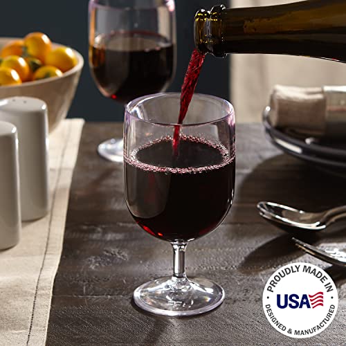 US Acrylic Stackable 8 ounce Plastic Wine Stems in Clear | Set of 8 Reusable, BPA-free, Made in the USA, Top-rack Dishwasher Safe - Image 2