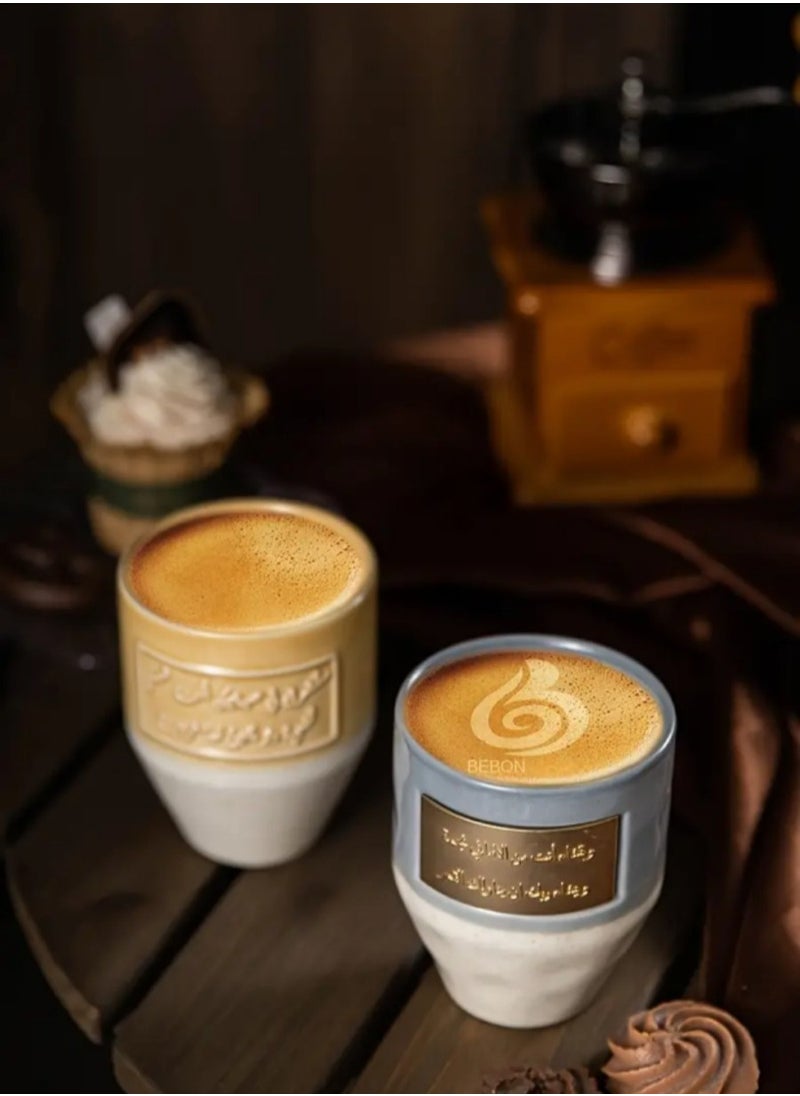 NIBEMINENT Middle Eastern-Inspired Ceramic Coffee Cup with Copper Accent - Insulated, Reusable, Perfect for Home & Holiday Gifts  - Image 3