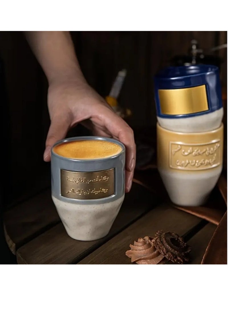 NIBEMINENT Middle Eastern-Inspired Ceramic Coffee Cup with Copper Accent - Insulated, Reusable, Perfect for Home & Holiday Gifts  - Image 2