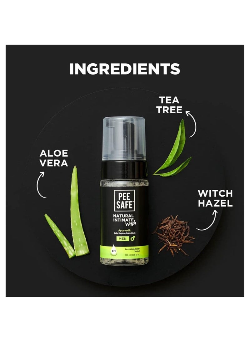 PEE SAFE PeeSafe Natural Daily Intimate wash for men with Ayurveda Extracts, Tea Tree essential oil, 100ml  - Image 2