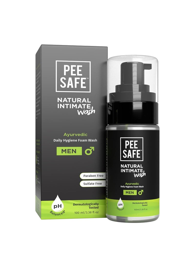 PEE SAFE PeeSafe Natural Daily Intimate wash for men with Ayurveda Extracts, Tea Tree essential oil, 100ml  - Image 1