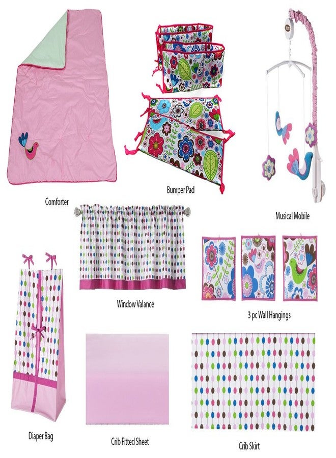 Bacati Botanical Girls Fabric Memory Photo Bulletin Board, Pink - Image 3
