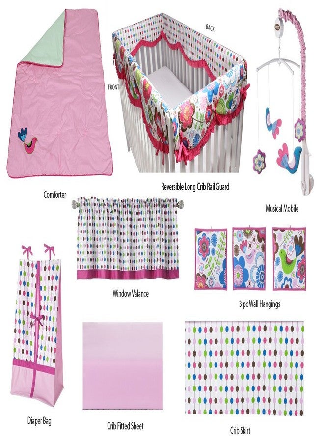 Bacati Botanical Girls Fabric Memory Photo Bulletin Board, Pink - Image 4