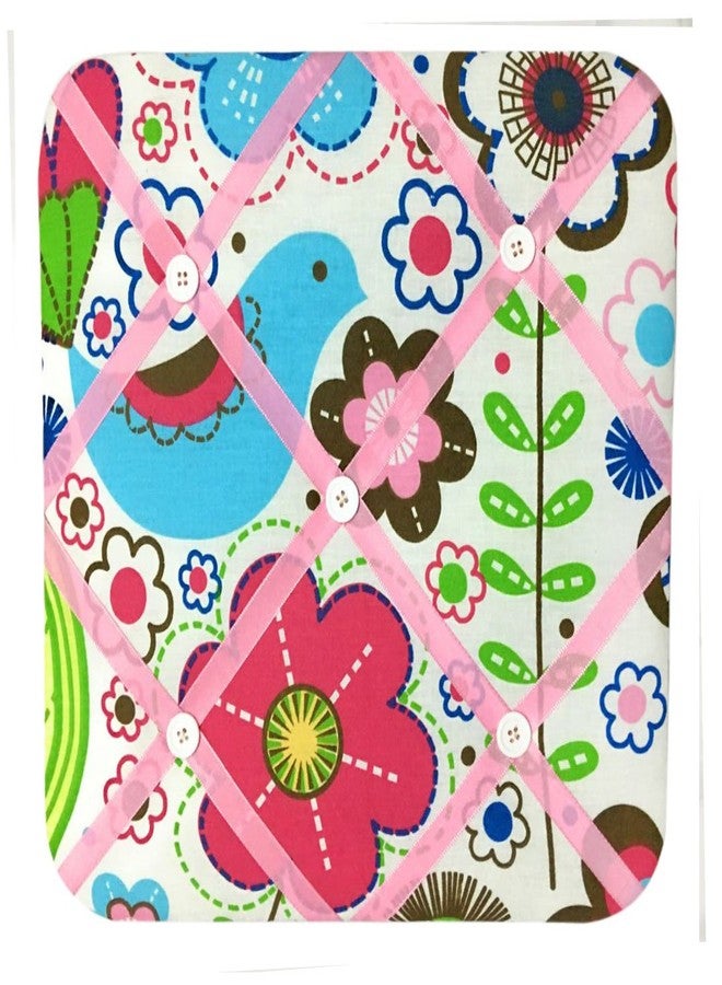 Bacati Botanical Girls Fabric Memory Photo Bulletin Board, Pink - Image 1