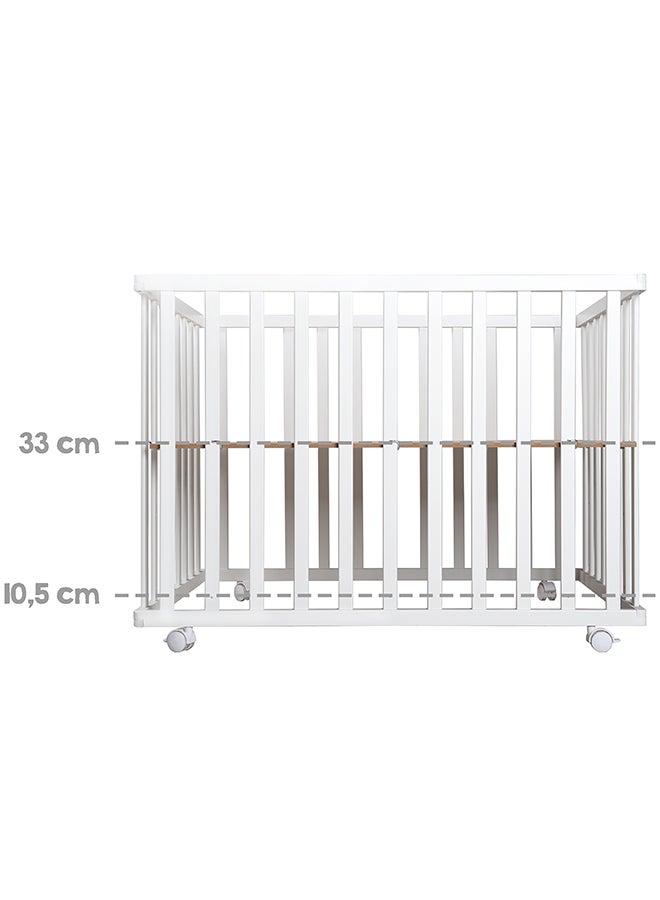 roba Wooden Folding Playpen, Two-Tone, 74 X 100 CM, Lockable Wheels, Height Adjustable, Taupe - Image 4
