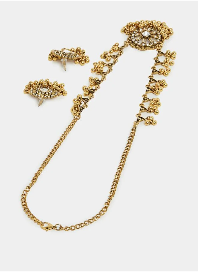 ستايلي Ball Drop Earrings & Necklace Jewelry Set