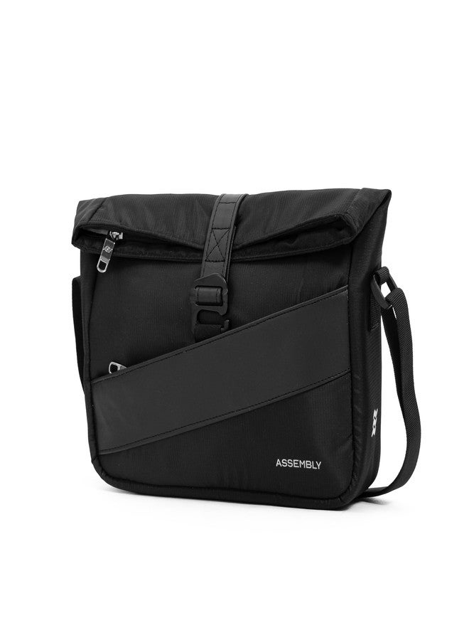 THE ASSEMBLY Assembly Oblique Crossbody Sling Bag for Men & Women, Stylish Daily & Travel Sling with Secure Phone Pocket, Passport Pocket, Adjustable Strap and Organiser - Black - Image 1