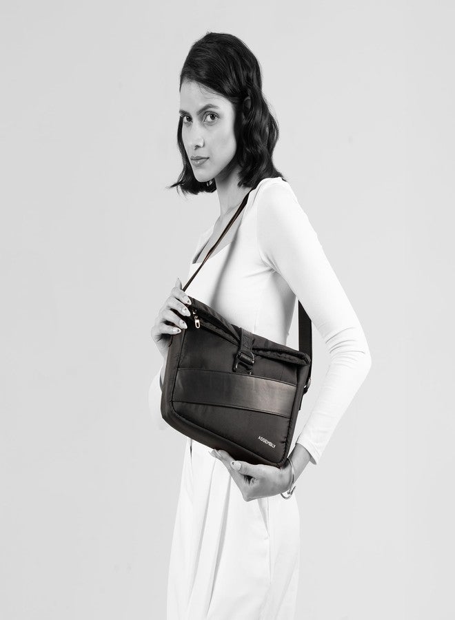 THE ASSEMBLY Assembly Oblique Crossbody Sling Bag for Men & Women, Stylish Daily & Travel Sling with Secure Phone Pocket, Passport Pocket, Adjustable Strap and Organiser - Black - Image 2