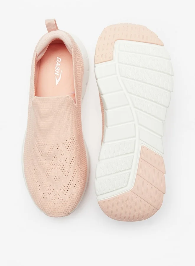 داش Women Knit Textured Slip On Sports Shoes with Pull Tabs