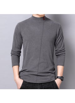 Generic Mens Thermal Long Sleeve Turtleneck Velvet T-Shirt Light gray  - Image 1