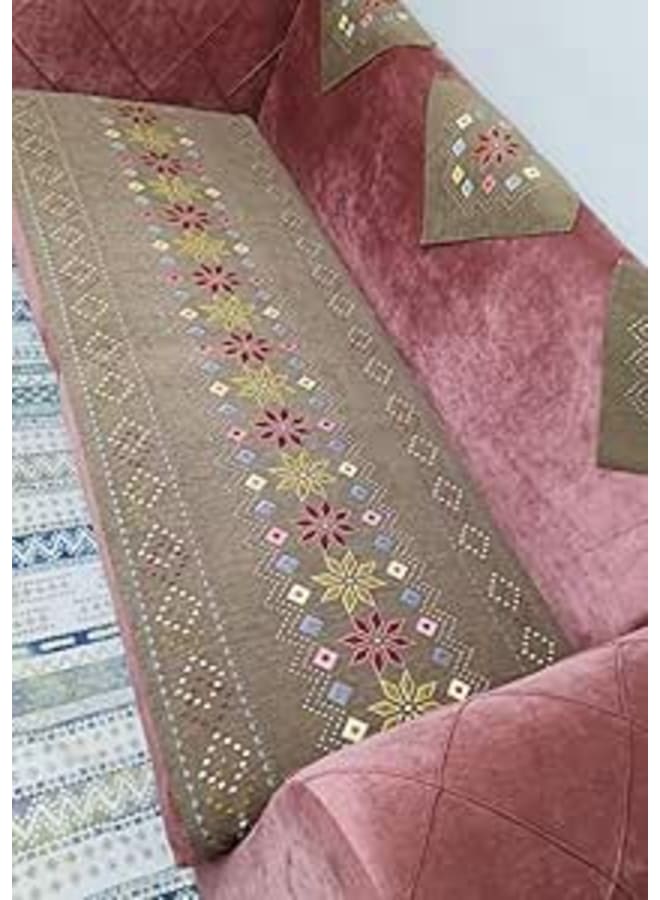 كنبه مفرده مع 3 مناديل بنمط الورد ، 4 قطع-كافيه CafE تصلح لعمل اي ركنه