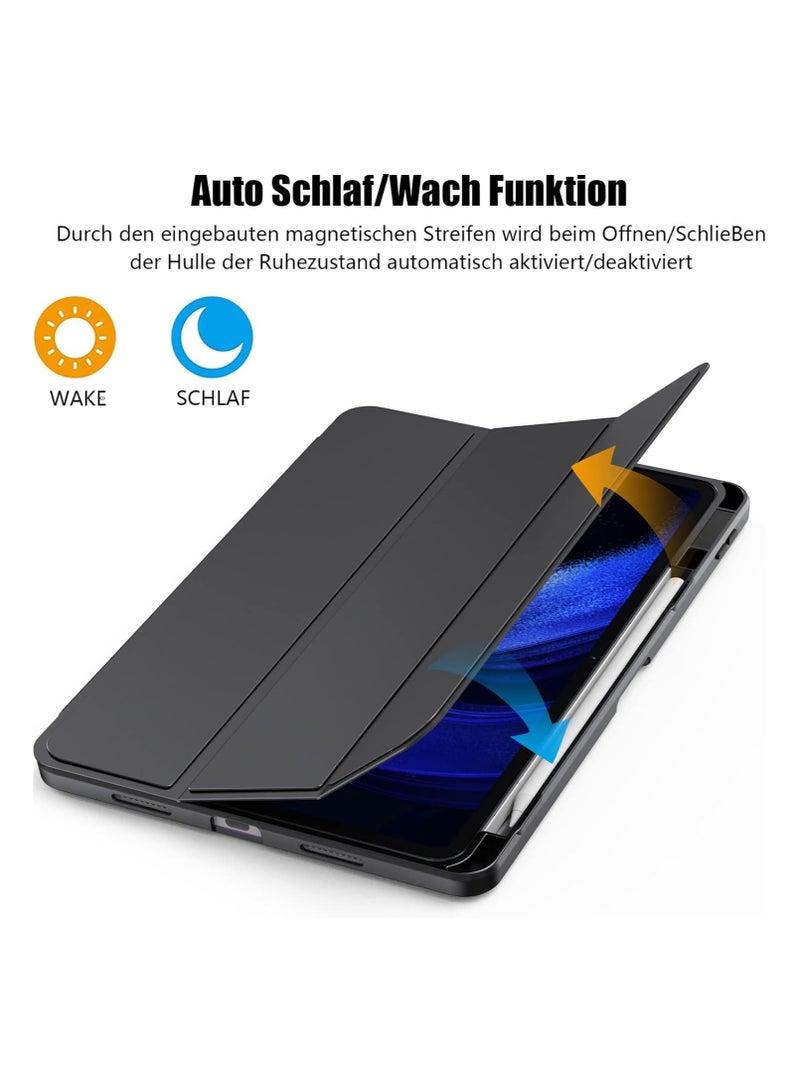Case with Pen Holder, Soft TPU Back Trifold Stand Protective Smart Cover Flip, Auto Wake&Sleep For Samsung Galaxy Tab A9 8.7 inch Tablet Cover [SM-X110/X115/X117] Black - Image 2