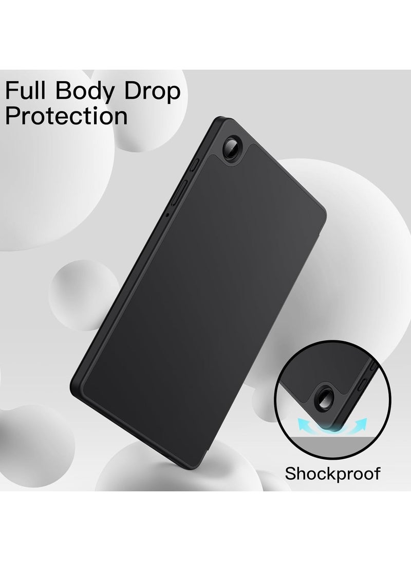 Case with Pen Holder, Soft TPU Back Trifold Stand Protective Smart Cover Flip, Auto Wake&Sleep For Samsung Galaxy Tab A9 8.7 inch Tablet Cover [SM-X110/X115/X117] Black - Image 4