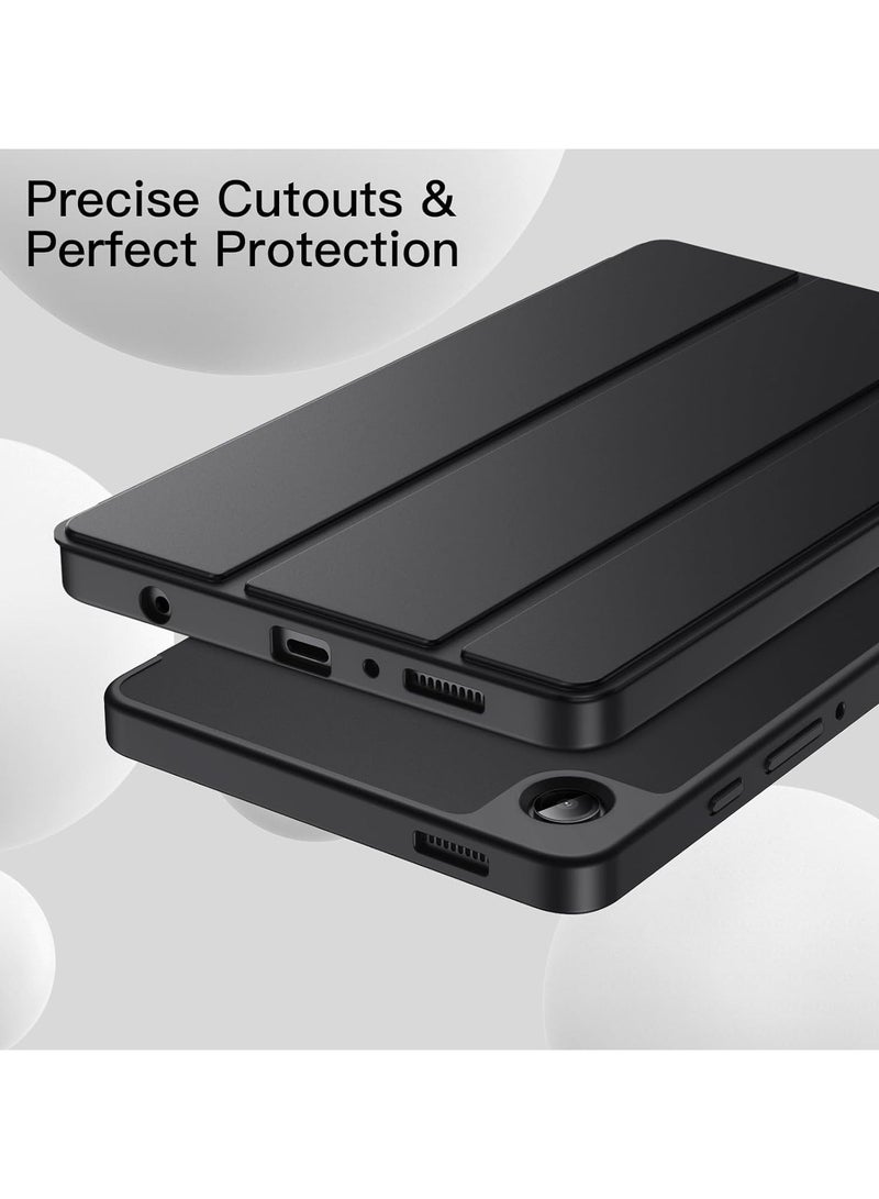 Case with Pen Holder, Soft TPU Back Trifold Stand Protective Smart Cover Flip, Auto Wake&Sleep For Samsung Galaxy Tab A9 8.7 inch Tablet Cover [SM-X110/X115/X117] Black - Image 5