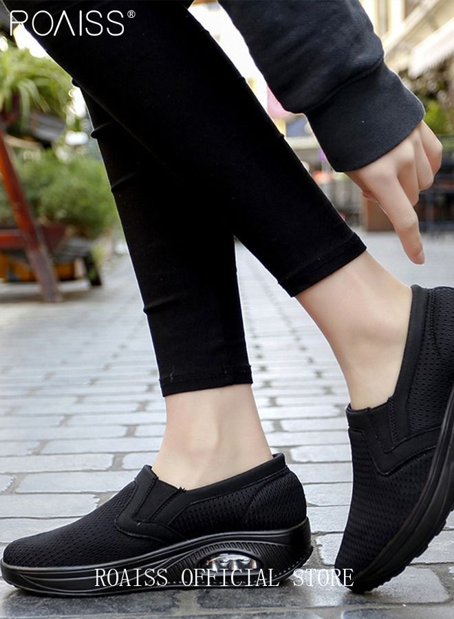 roaiss Air Cushion Shoes for Women Mesh Slip On Sneakers Fashion Tennis Breathable Walking Gym Shoes Loafers Women Air Dancing Shoes  - Image 4